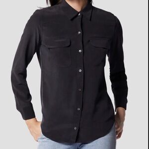 Equipment Black Long-Sleeve Button-Down Shirt